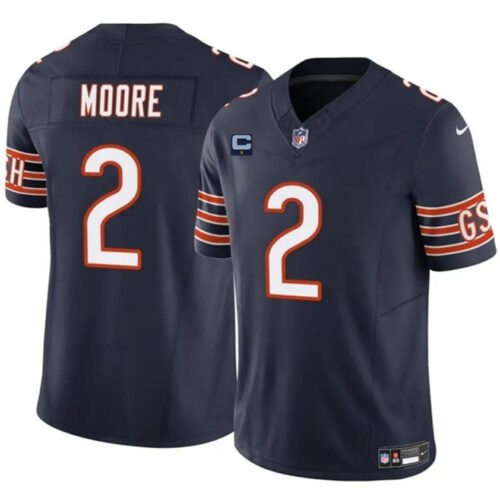 Navy Chicago Bears #2 DJ Moore 2024 F.U.S.E. With 1-star C Patch Vapor Untouchable Limited Stitched Football Jersey - CBJ389