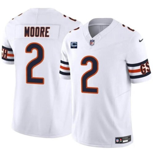 White Chicago Bears #2 DJ Moore 2024 F.U.S.E. With 1-star C Patch Vapor Untouchable Limited Stitched Football Jersey - CBJ252