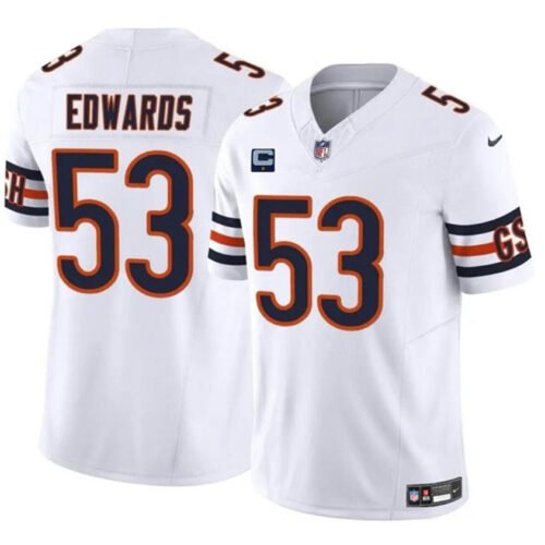 White Chicago Bears #53 T.J. Edwards 2024 F.U.S.E. With 1-star C Patch Vapor Untouchable Limited Stitched Football Jersey - CBJ96
