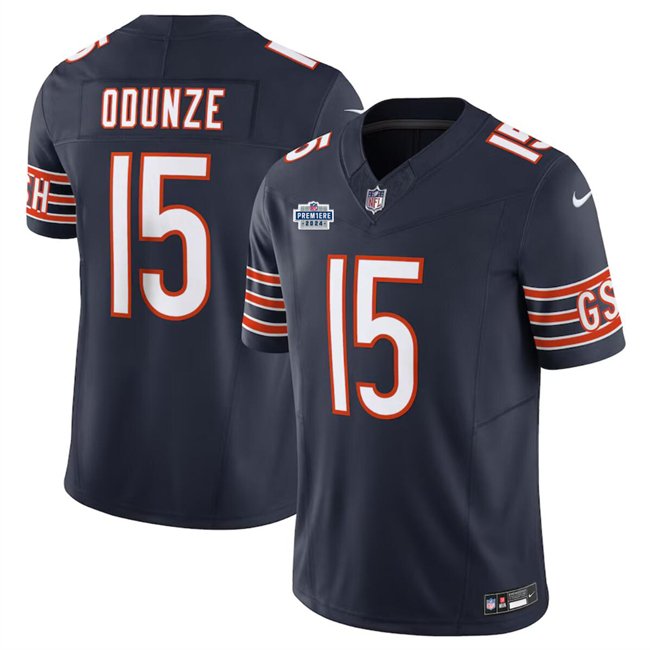 Navy Chicago Bears #15 Rome Odunze 2024 With Draft Patch F.U.S.E. Vapor Stitched Football Jersey - CBJ214