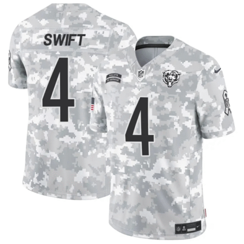 Arctic Camo Chicago Bears #4 D'Andre Swift 2024 F.U.S.E Salute to Service Limited Stitched Football Jersey - CBJ05