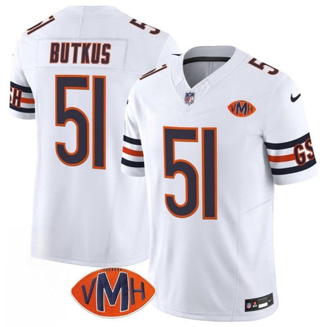 White Chicago Bears #51 Dick Butkus 2025 F.U.S.E. With VMH Patch Vapor Untouchable Limited Stitched Football Jersey - CBJ492