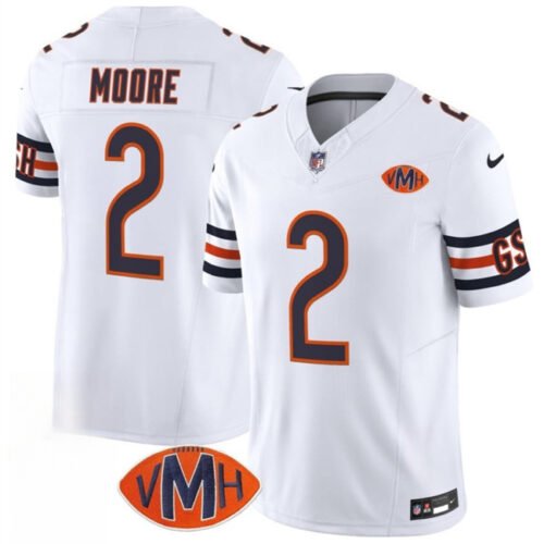 White Chicago Bears #2 D.J. Moore 2025 F.U.S.E. With VMH Patch Vapor Untouchable Limited Stitched Football Jersey - CBJ553