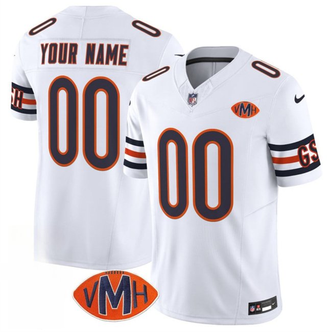 White Chicago Bears Active Player Custom 2025 F.U.S.E. With VMH Patch Vapor Untouchable Limited Stitched Football Jersey - CBJ175