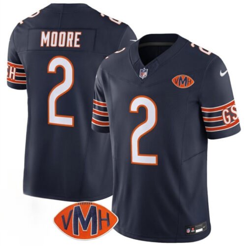 Navy Chicago Bears #2 D.J. Moore 2025 F.U.S.E. With VMH Patch Vapor Untouchable Limited Stitched Football Jersey - CBJ234