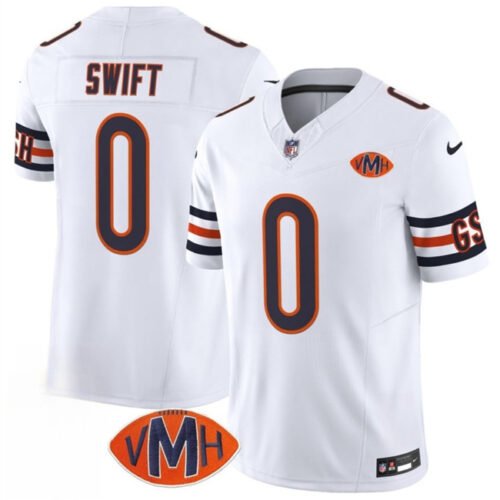 White Chicago Bears #0 D'Andre Swift 2025 F.U.S.E. With VMH Patch Vapor Untouchable Limited Stitched Football Jersey - CBJ199