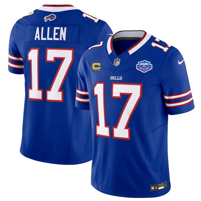 Blue Buffalo Bills #17 Josh Allen 2025 F.U.S.E. With Farewell Patch And 4-Star C Patch Vapor Untouchable Limited Stitched Football Jersey - BBN49