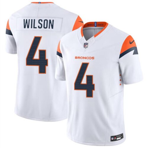 White Denver Broncos #4 Zach Wilson 2024 F.U.S.E. Vapor Limited Stitched Football Jersey