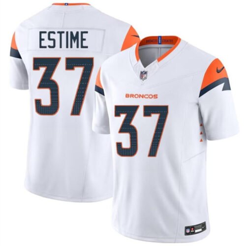 White Denver Broncos #37 Audric Estime 2024 F.U.S.E. Vapor Limited Stitched Football Jersey