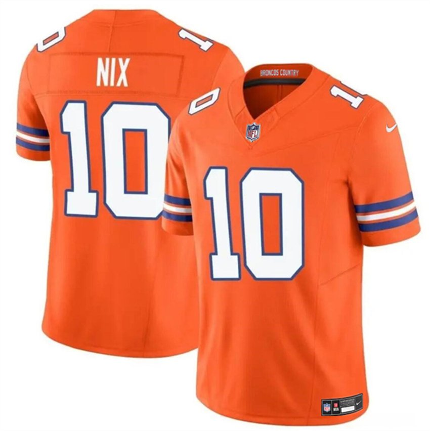 Orange Denver Broncos #10 Bo Nix F.U.S.E. Mile High Collection 1977 Throwback Vapor Limited Stitched Football Jersey