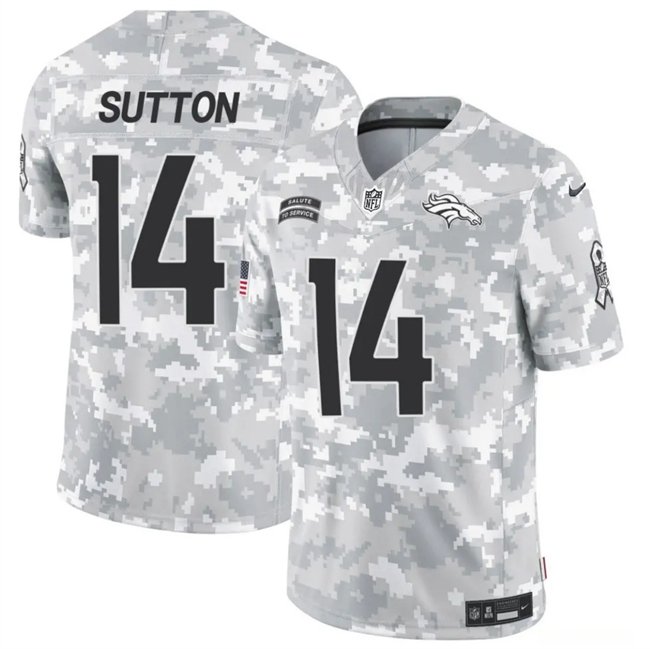 Arctic Camo Denver Broncos #14 Courtland Sutton 2024 F.U.S.E Salute to Service Limited Stitched Football Jersey