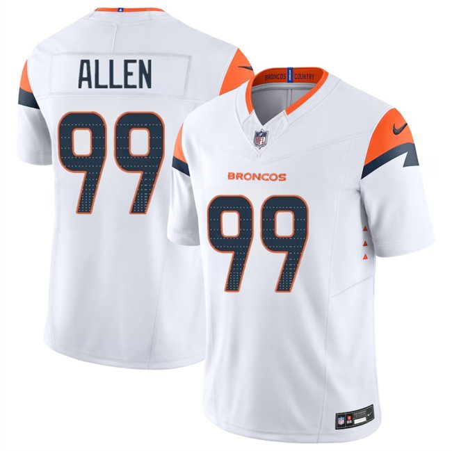 White Denver Broncos #99 Zach Allen 2024 F.U.S.E. Vapor Limited Stitched Football Jersey