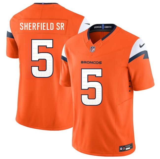 Orange Denver Broncos #5 Trent Sherfield Sr 2024 F.U.S.E. Vapor Limited Stitched Football Jersey