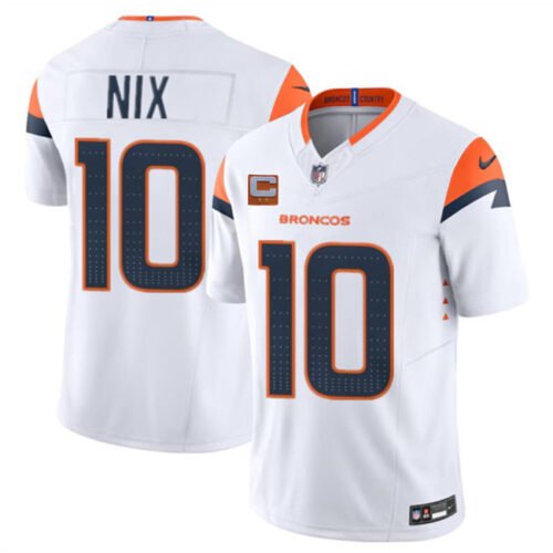 White Denver Broncos #10 Bo Nix 2025 F.U.S.E. With 2-Star C Patch Vapor Limited Stitched Football Jersey