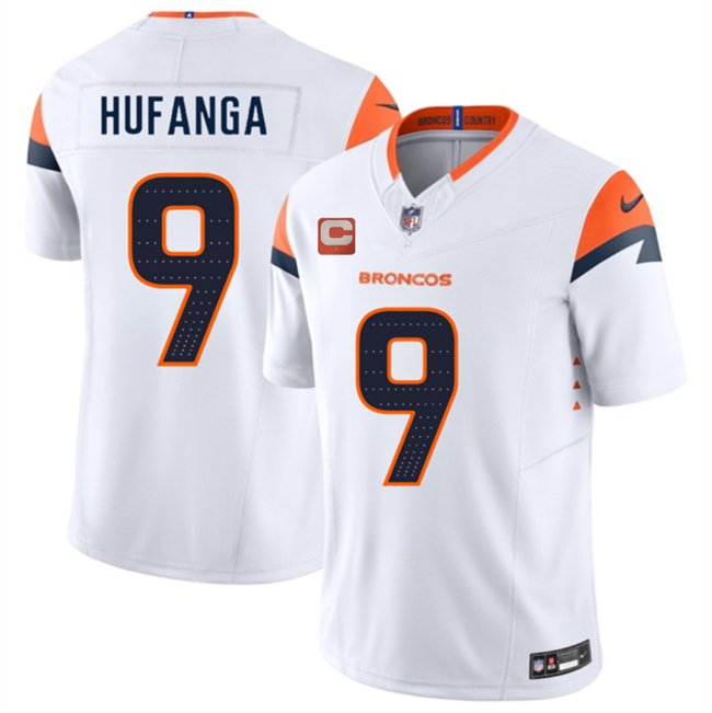 White Denver Broncos #9 Talanoa Hufanga 2025 F.U.S.E. With 1-Star C Patch Vapor Limited Stitched Football Jersey