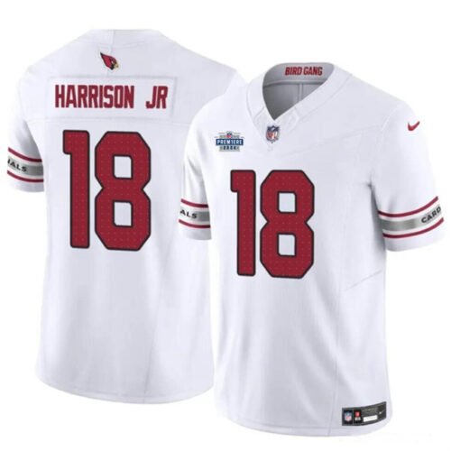 White Arizona Cardinals #18 Marvin Harrison Jr 2024 With Draft Patch F.U.S.E. Vapor Untouchable Limited Stitched Football Jersey - ACJ132
