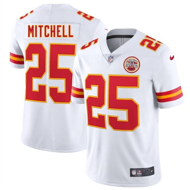 White Kansas City Chiefs #25 Elijah Mitchell 2025 Vapor Untouchable Limited Stitched Football Jersey - KCJ58