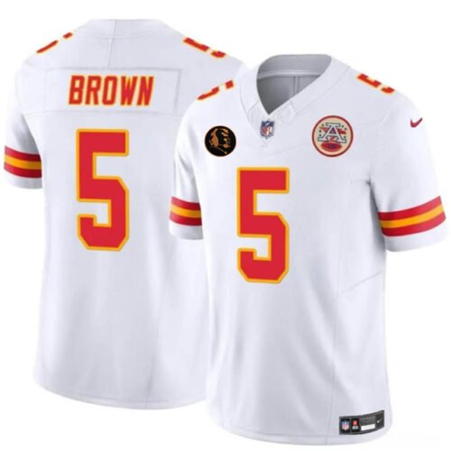 White Kansas City Chiefs #5 Hollywood Brown 2025 F.U.S.E. John Madden Patch Vapor Untouchable Limited Stitched Football Jersey - KCJ38