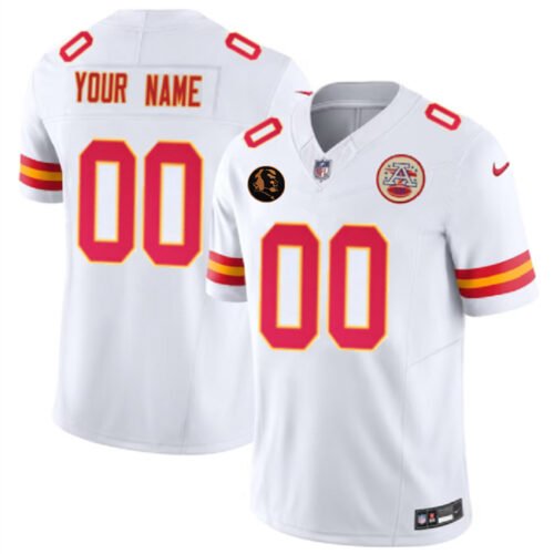 White Kansas City Chiefs Active Player Custom 2025 F.U.S.E. John Madden Patch Vapor Untouchable Limited Stitched Football Jersey - KCJ42