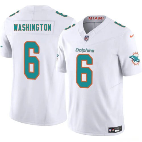 White Miami Dolphins #6 Malik Washington 2025 F.U.S.E. Vapor Limited Stitched Football Jersey - MDR39