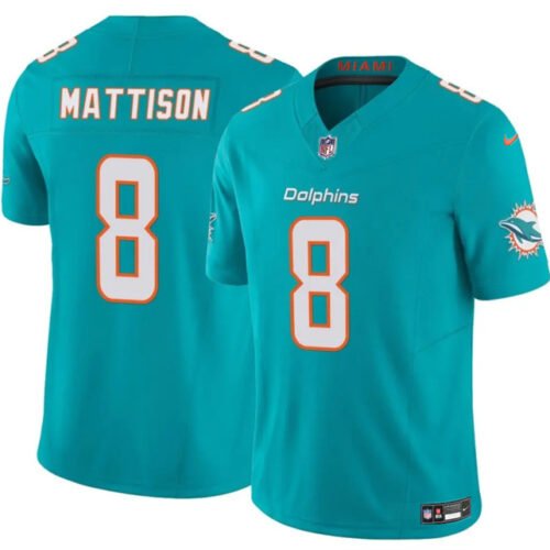 Aqua Miami Dolphins #8 Alexander Mattison 2025 F.U.S.E. Vapor Limited Stitched Football Jersey - MDR17