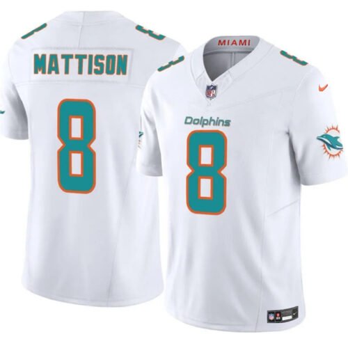 White Miami Dolphins #8 Alexander Mattison 2025 F.U.S.E. Vapor Limited Stitched Football Jersey - MDR16