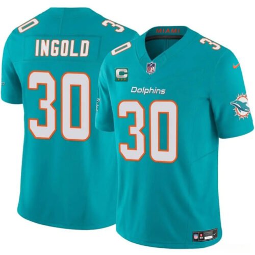 Aqua Miami Dolphins #30 Alec Ingold 2025 F.U.S.E. With 3-Star C Patch Vapor Limited Stitched Football Jersey - MDR34