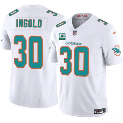 White Miami Dolphins #30 Alec Ingold 2025 F.U.S.E. With 3-Star C Patch Vapor Limited Stitched Football Jersey - MDR32