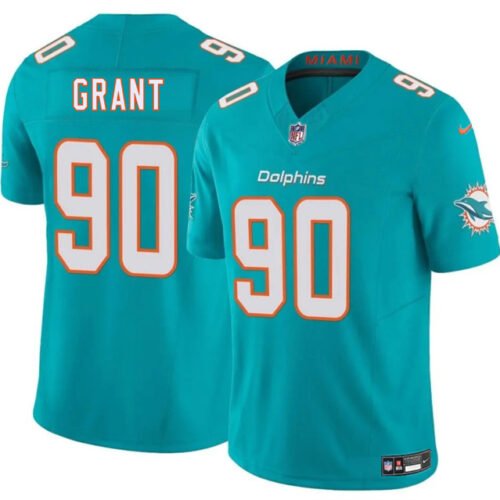Aqua Miami Dolphins #90 Kenneth Grant 2025 Draft F.U.S.E. Vapor Limited Stitched Football Jersey - MDR40