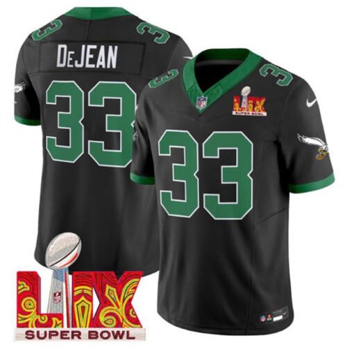 Black Philadelphia Eagles #33 Cooper DeJean 2025 Super Bowl LIX Patch F.U.S.E. Vapor Untouchable Limited Stitched Football Jersey - PEL62