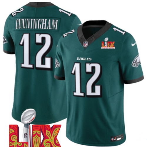 Green Philadelphia Eagles #12 Randall Cunningham 2025 Super Bowl LIX Patch F.U.S.E. Vapor Limited Stitched Football Jersey - PEL189