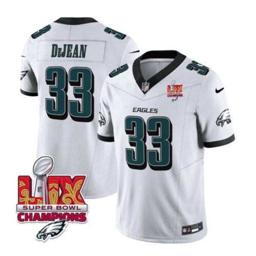 White Philadelphia Eagles #33 Cooper DeJean 2025 Eagles Logo Super Bowl LIX Patch New F.U.S.E. Vapor Untouchable Limited Stitched Football Jersey - PEL83