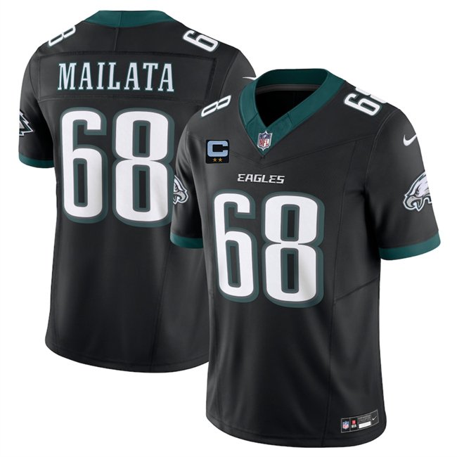 Black Philadelphia Eagles #68 Jordan Mailata 2025 F.U.S.E. With 2-Star C Patch Vapor Untouchable Limited Throwback Stitched Football Jersey - PEL134
