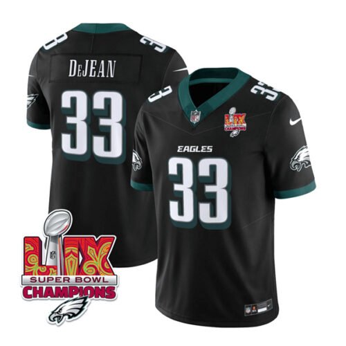 Black Philadelphia Eagles #33 Cooper DeJean 2025 Eagles Logo Super Bowl LIX Patch New F.U.S.E. Vapor Untouchable Limited Stitched Football Jersey - PEL59