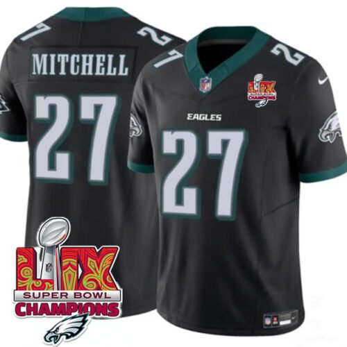 Black Philadelphia Eagles #27 Quinyon Mitchell 2025 Eagles Logo Super Bowl LIX Patch New F.U.S.E. Vapor Untouchable Limited Stitched Football Jersey - PEL224