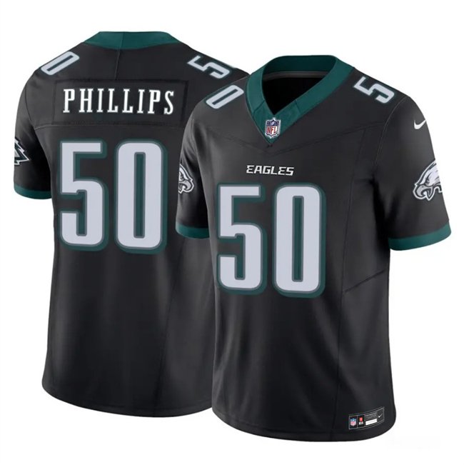Black Philadelphia Eagles #50 Jaelan Phillips 2025 F.U.S.E. Vapor Untouchable Limited Throwback Stitched Football Jersey - PEL162