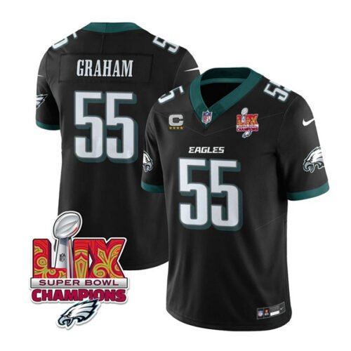 Black Philadelphia Eagles #55 Brandon Graham 2025 Eagles Logo Super Bowl LIX Patch And 4-Star C Patch New F.U.S.E. Vapor Limited Stitched Football Jersey - PEL80