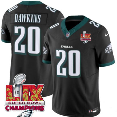 Black Philadelphia Eagles #20 Brian Dawkins 2025 Eagles Logo Super Bowl LIX Patch New F.U.S.E. Vapor Limited Stitched Football Jersey - PEL11