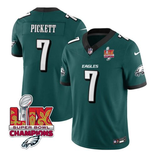 Green Philadelphia Eagles #7 Kenny Pickett 2025 Eagles Logo Super Bowl LIX Patch New F.U.S.E. Vapor Limited Stitched Football Jersey - PEL22