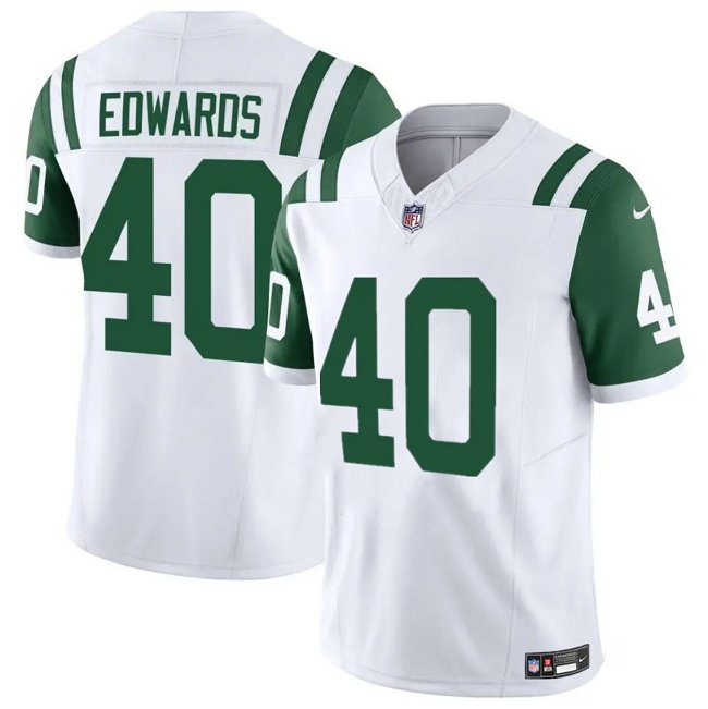 White New York Jets #40 Donovan Edwards 2025 F.U.S.E. Classic Alternate Vapor Untouchable Limited Stitched Jersey - NYJ12