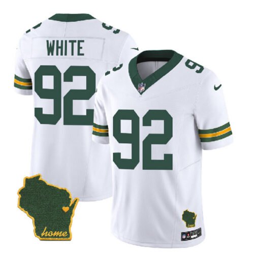White Green Bay Packers #92 Reggie White Home Patch Vapor Untouchable Limited Stitched Jersey - GBJ399