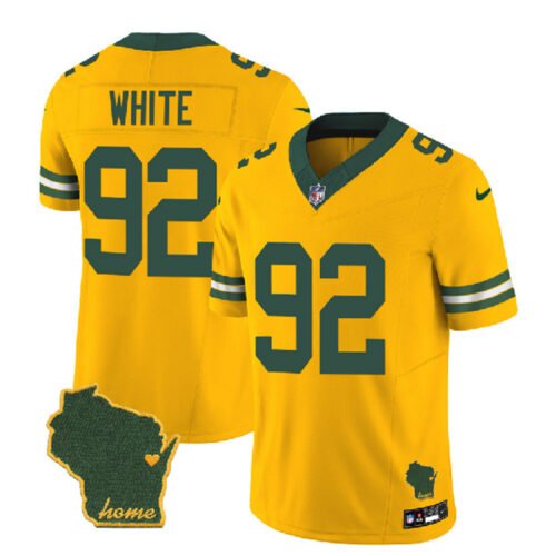 Gold Green Bay Packers #92 Reggie White 2023 F.U.S.E. Home Patch Vapor Untouchable Limited Stitched Jersey - GBJ412