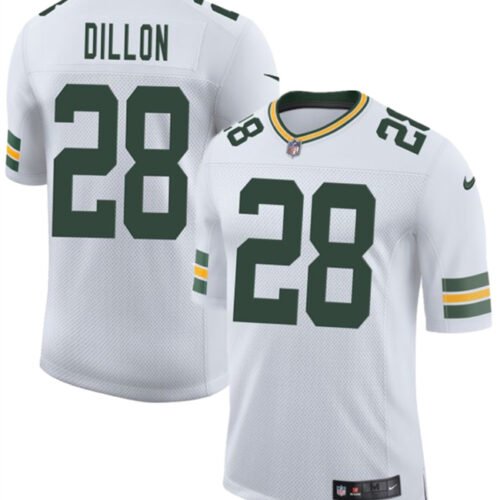 White Green Bay Packers #28 A. J. Dillon 2025 New Vapor Untouchable Limited Stitched Football Jersey - GBJ172