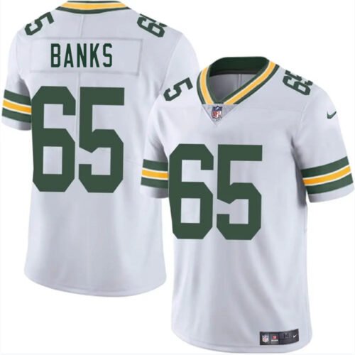 White Green Bay Packers #65 Aaron Banks 2025 Vapor Untouchable Limited Stitched Jersey - GBJ107