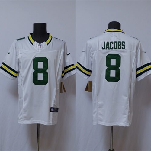 White Green Bay Packers #8 Josh Jacobs Vapor 2025 F.U.S.E. Limited Stitched Football Jersey - GBJ415