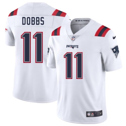White New England Patriots #11 Joshua Dobbs 2025 Vapor Limited Stitched Football Jersey - NEP72