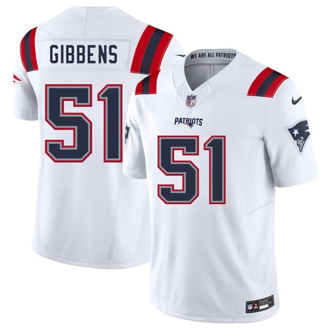 White New England Patriots #51 Jack Gibbens 2025 F.U.S.E. Vapor Limited Stitched Football Jersey - NEP06