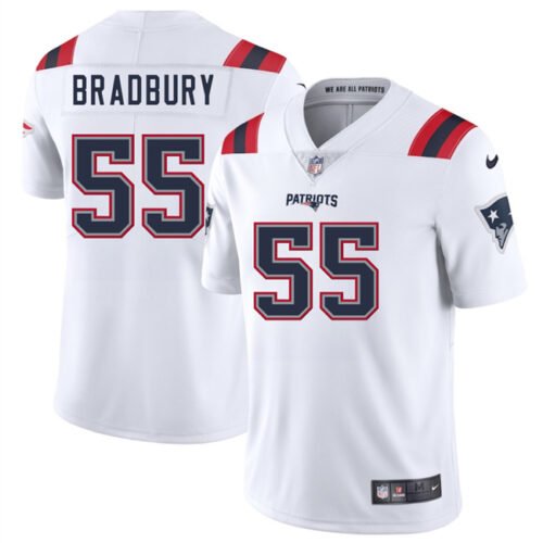White New England Patriots #55 Garrett Bradbury 2025 Vapor Limited Stitched Football Jersey - NEP44