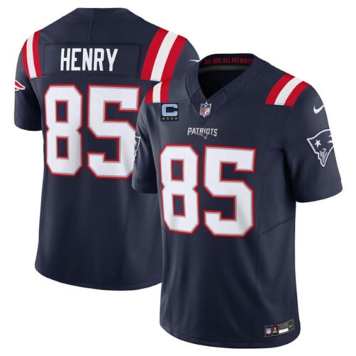 Navy New England Patriots #85 Hunter Henry 2025 F.U.S.E. With 4-Star C Patch Vapor Limited Stitched Football Jersey - NEP78