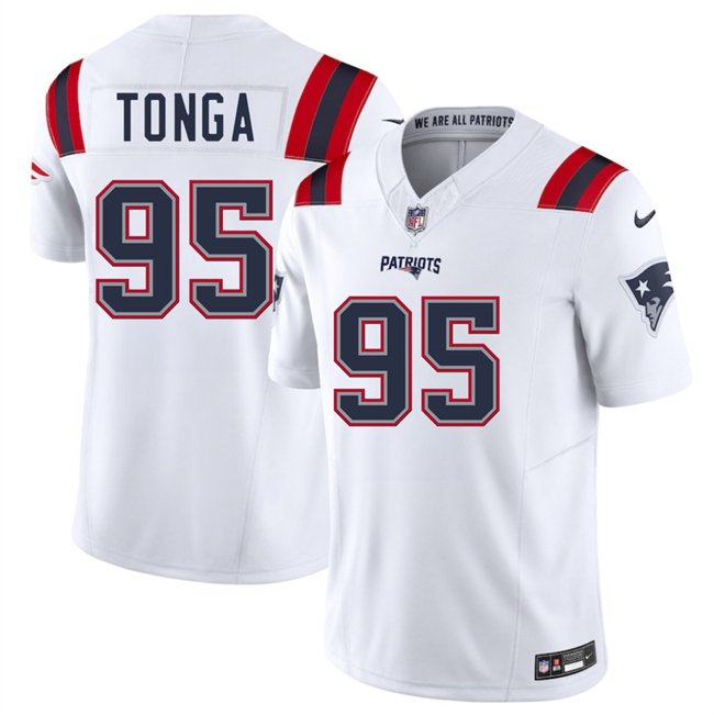 White New England Patriots #95 Khyiris Tonga 2025 F.U.S.E. Vapor Limited Stitched Football Jersey - NEP54